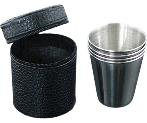 Σετ Σφηνοπότηρα με Δερμάτινη Θήκη MAXI Double Shot (7002) - 4 Τεμάχια - Τιμή: 3,80€