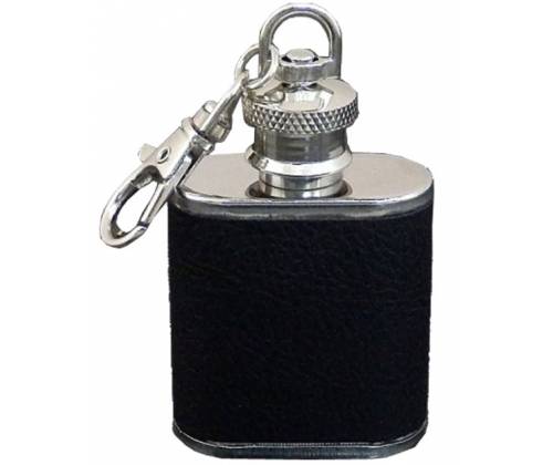 Hip Flask Φλασκί Ποτού Mini Μπρελόκ Τεχνόδερμα Μαύρο - 30ml - Τιμή: 4,80€