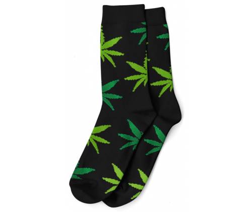 Κάλτσες Μακριές Ανδρικές Cannabis Leaf (40-45) - Μαύρο/Πράσινο (2) - Τιμή: 3,90€