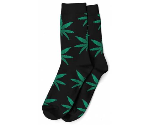 Κάλτσες Μακριές Ανδρικές Cannabis Leaf (40-45) - Μαύρο/Πράσινο - Τιμή: 3,90€