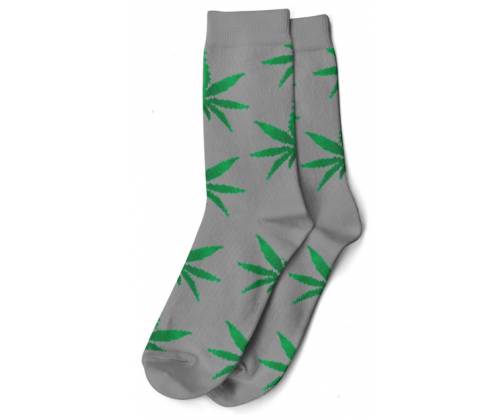 Κάλτσες Μακριές Γυναικείες Cannabis Leaf (36-42) - Γκρι/Πράσινο - Τιμή: 3,90€
