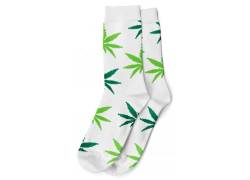 Κάλτσες Μακριές Ανδρικές Cannabis Leaf (40-45) - Ασπρο/Πράσινο