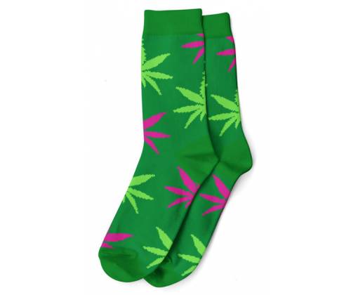Κάλτσες Μακριές Γυναικείες Cannabis Leaf (36-42) - Πράσινο/Ροζ (2) - Τιμή: 3,90€
