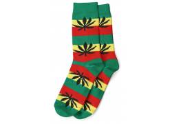 Κάλτσες Μακριές Γυναικείες Cannabis Leaf (36-42) - Rasta/Μαύρο