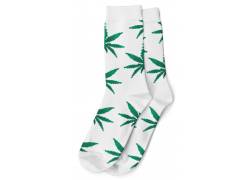 Κάλτσες Μακριές Γυναικείες Cannabis Leaf (36-42) - Ασπρο/Πράσινο