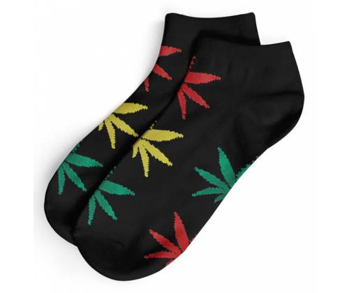 Κάλτσες Κοντές Ανδρικές Cannabis Leaf (40-45) - Μαύρο/Rasta - Τιμή: 3,90€
