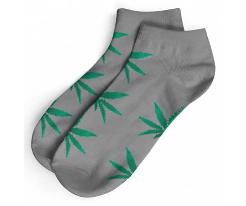 Κάλτσες Κοντές Ανδρικές Cannabis Leaf (40-45) - Γκρι/Πράσινο - Τιμή: 3,90€