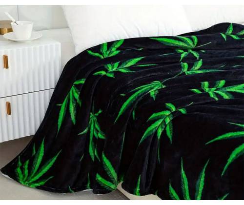Κουβέρτα Μαύρη με Σχέδιο Leaves για Διπλό Κρεβάτι - 200x180cm - Τιμή: 32,50€