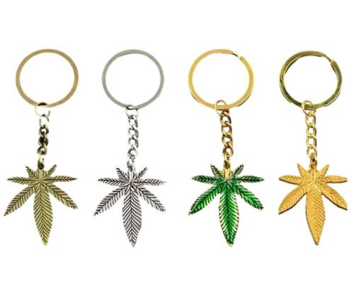 Keychain Μπρελόκ Μεταλλικό 8cm - Cannabis Leaf - Τιμή: 2,20€