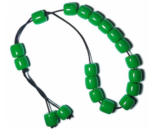 Handmade Komboloi from Amber Mixture with 19 Beads - Green -  Price: 8,90€