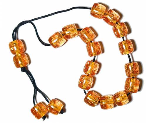 Handmade Komboloi from Amber Mixture with 19 Beads - Transparent Orange -  Price: 8,90€