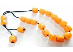 Κομπολόι Χειροποίητο από Μείγμα Κεχριμπαριού με 19 Χάντρες - Πορτοκαλί