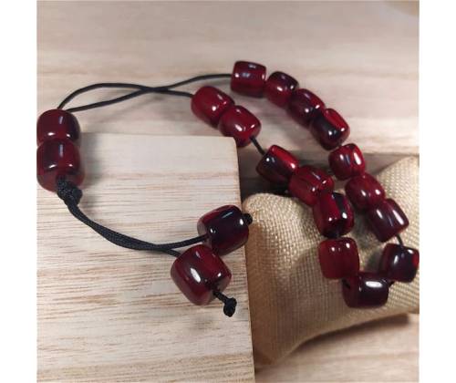 Κομπολόι Χειροποίητο από Μείγμα Κεχριμπαριού με 19 Χάντρες - Μπορντό - Τιμή: 8,90€