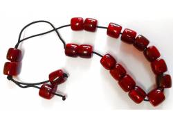 Κομπολόι Χειροποίητο από Μείγμα Κεχριμπαριού με 19 Χάντρες - Μπορντό