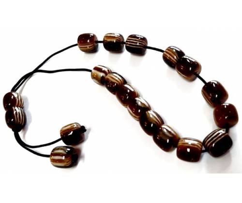 Κομπολόι Χειροποίητο από Μείγμα Κεχριμπαριού με 19 Χάντρες - Μαύρο-Καφέ - Τιμή: 8,90€