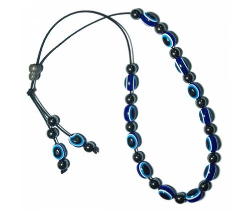 Κομπολόι Χειροποίητο από Μείγμα Κεχριμπαριού με 19 Χάντρες - Μπλε Μάτι - Τιμή: 8,90€