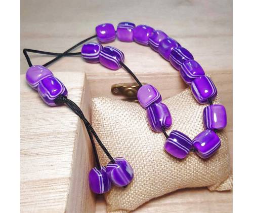 Κομπολόι Χειροποίητο από Μείγμα Κεχριμπαριού με 19 Χάντρες - Μωβ - Τιμή: 8,90€