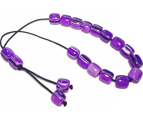 Κομπολόι Χειροποίητο από Μείγμα Κεχριμπαριού με 19 Χάντρες - Μωβ - Τιμή: 8,90€