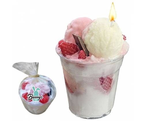 Easter Candle - Milkshake Ice Cream with Strawberries 13.5x10cm -  Price: 4,60€