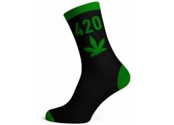 Κάλτσες Μακριές Cannabis Leaf (40-45) - Μαύρο/420 Πράσινο