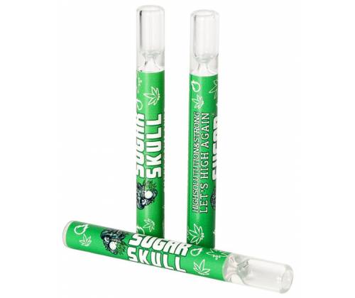Γυάλινο πιπάκι Glass Chillum «Sugar Skull» Green 10cm - 3τεμ. - Τιμή: 5,30€