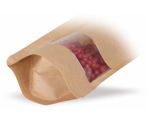 Σακουλάκι Αποθήκευσης Χάρτινο Craft με Παράθυρο - Καφέ (140x85mm) - Τιμή: 0,40€