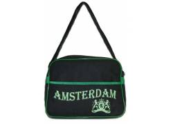 Τσάντα Retro Amsterdam Μεγάλη - Μαύρο Με Πράσινο