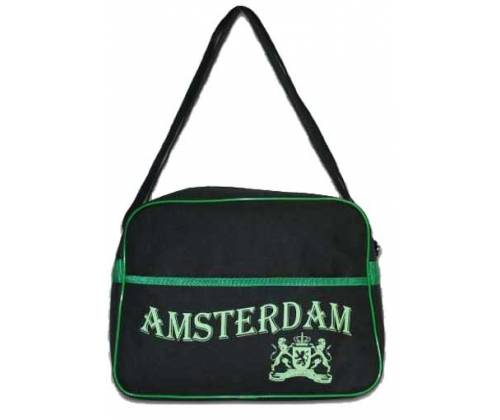Retro Amsterdam Large Bag - Black With Green -  Price: 12,90€