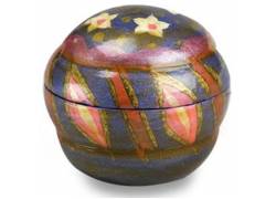 Ξύλινο Κουτί Αποθήκευσης Oval με Καπάκι Σχέδιο Blue Flower - 3.5cm