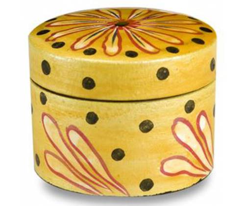 Cycle Wooden Storage Box with Lid Yellow Flower Design - 5cm -  Price: 3,30€