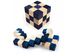 Ξύλινος Κατασκευαστικός Γρίφος Λογικής Snake Cube Blue