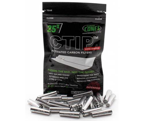 Μεταλλικό Κωνικό Φίλτρο Ctip Slim 25 Ενεργού Ανθρακα 6-7mm - Τιμή: 5,70€