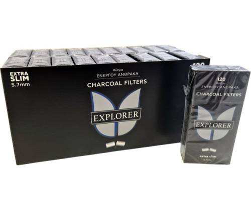 Explorer Charcoal Carbon Filters - Extra Slim 120f. - 20pcs. - Price: 19,20€