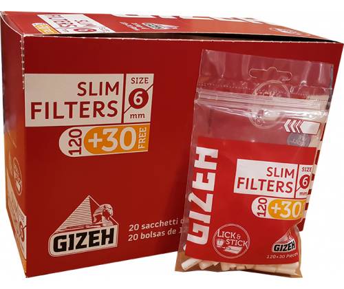 Gizeh Filters Tips Slim in Bag 6mm - 20 pcs. -  Price: 12,00€
