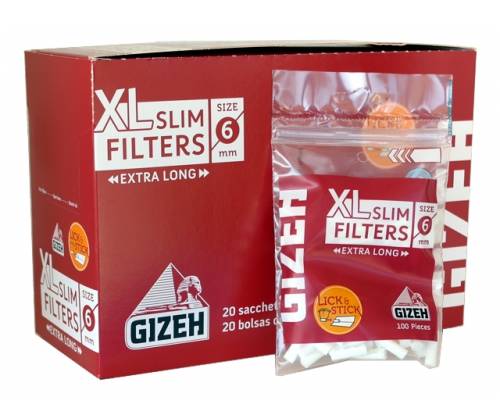 Gizeh XL Φιλτράκια Μακρύ Slim σε Σακουλάκι 6mm - 20τεμ. - Τιμή: 12,30€