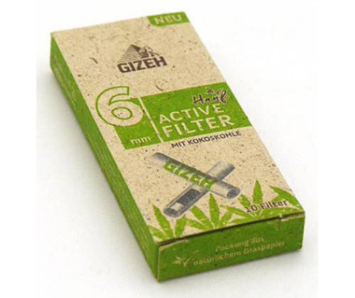 Φίλτρο Gizeh Extra Slim 10 Ενεργού Ανθρακα από Κέλυφος Καρύδας 6mm - Hemp - Τιμή: 5,90€