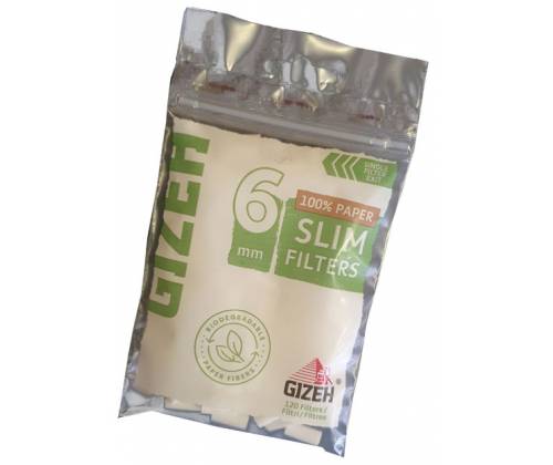 Gizeh Φιλτράκια Βιοδιασπώμενα Bio Slim σε Σακουλάκι 6mm - 20τεμ - Τιμή: 13,60€