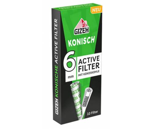 Φίλτρο Gizeh Extra Slim 10 Ενεργού Ανθρακα 6mm - Green - Τιμή: 1,60€