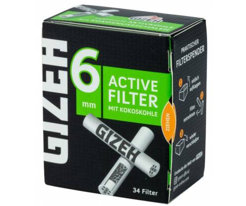 Φίλτρο Gizeh Extra Slim 34 Ενεργού Ανθρακα 6mm - Green - Τιμή: 5,90€