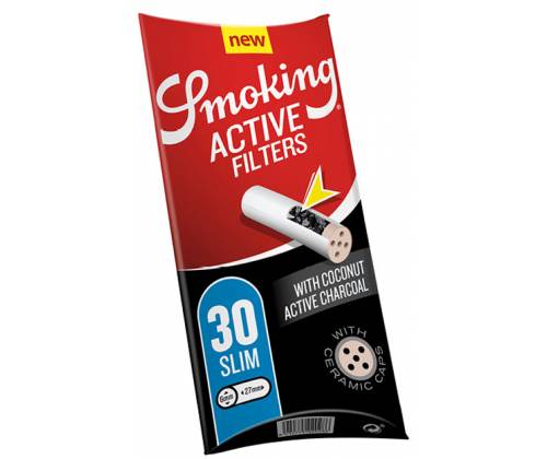 Smoking Φιλτράκια Slim 30 Ενεργού Ανθρακα Active - 6mm - Τιμή: 5,80€
