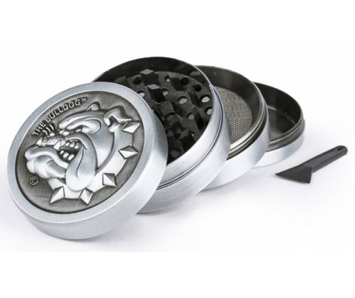 The Bulldog Amsterdam Grinder Metallic Silver 50mm - 4 Parts NEW DESIGN -  Price: 20,00€