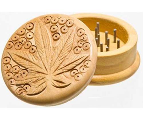 Grinder Τρίφτης Ξύλινο Leaf 50mm - 2 Parts - Τιμή: 3,50€
