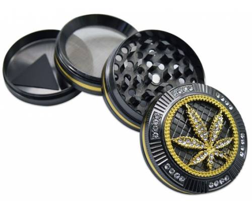Grinder Bling Leaf 50mm Aluminum - 4 Parts - Price: 19,90€