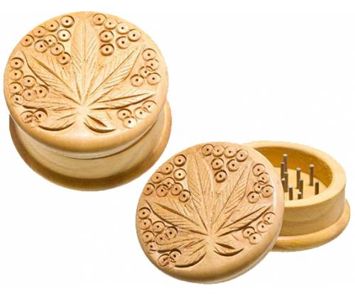 Grinder Τρίφτης Ξύλινο Leaf 50mm - 2 Parts - Τιμή: 3,50€