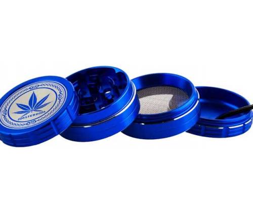 Amsterdam Grace Glass Aluminum Grinder Blue 50mm - 4 Parts -  Price: 13,50€