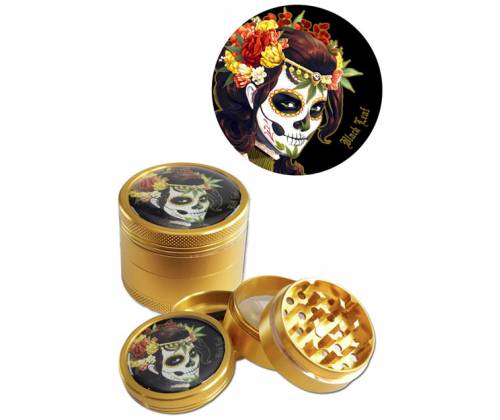Black Leaf Grinder Mexican Skull 50mm Aluminum - 4 Parts -  Price: 18,50€
