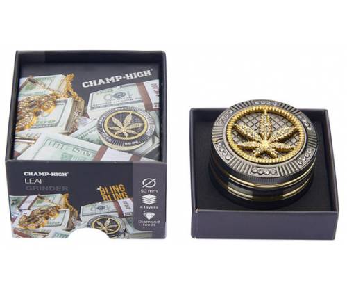 Grinder Bling Leaf 50mm Aluminum - 4 Parts - Price: 19,90€