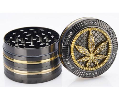 Grinder Bling Leaf 50mm Aluminum - 4 Parts - Price: 19,90€