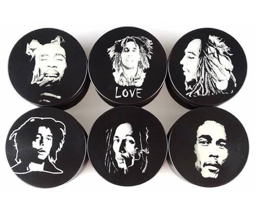 Grinder «Bob Marley» Black 50mm - 4 Parts. - Price: €14.50