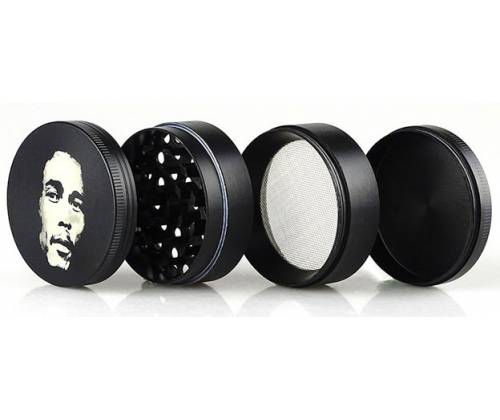 Grinder «Bob Marley» Black 50mm - 4 Parts. - Price: €14.50